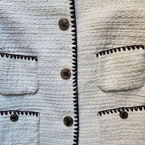 Zara cream and brown women's blazer jacket made in spain size small - Picture 5 of 8